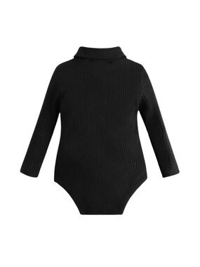 SHEIN Baby Girl Casual Solid Color Turtleneck Long Sleeve Bodysuit